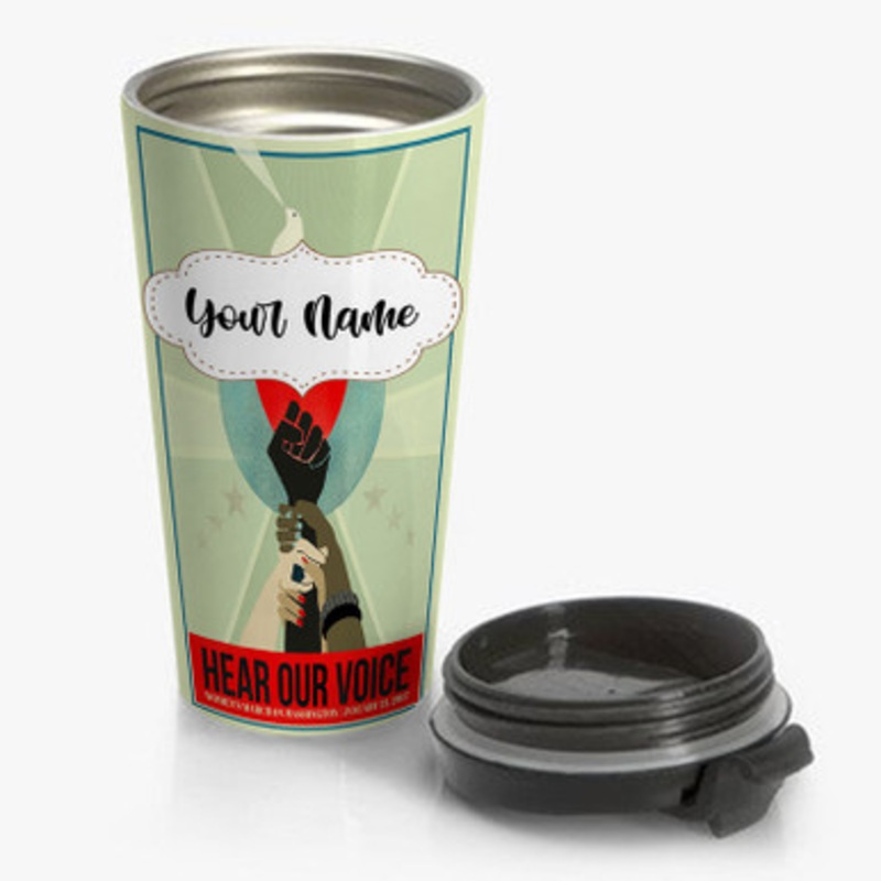 Pastele Hear Our Voice Women s March Custom Personalized Name Stainless Steel Travel Mug