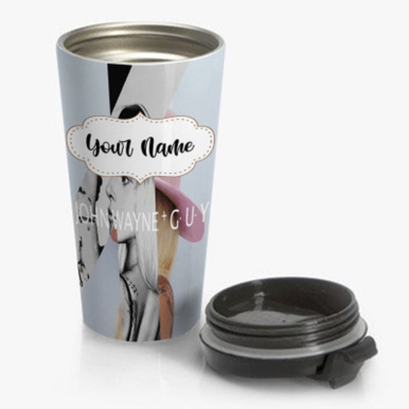 Pastele Lady Gaga John Wayne Custom Personalized Name Stainless Steel Travel Mug