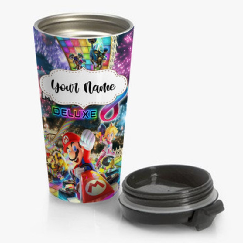 Pastele Mario Kart 8 Custom Personalized Name Stainless Steel Travel Mug