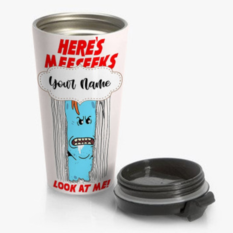 Pastele Mr Meeseek s Rick and Morty Custom Personalized Name Stainless Steel Travel Mug