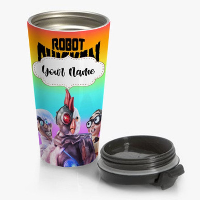 Pastele Robot Chicken Custom Personalized Name Stainless Steel Travel Mug