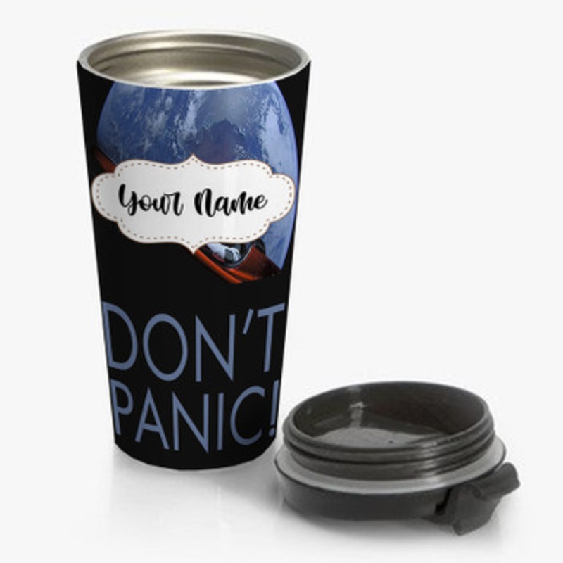 Pastele Spacex Don t Panic Custom Personalized Name Stainless Steel Travel Mug