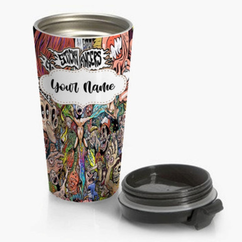 Pastele Sticky Fingers Art Custom Personalized Name Stainless Steel Travel Mug