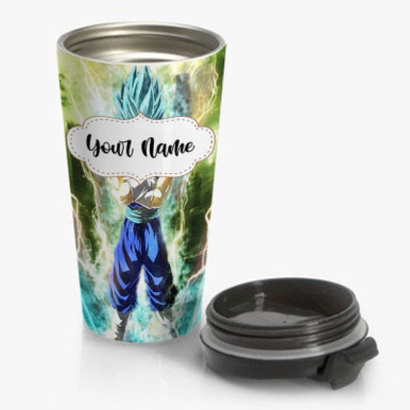 Pastele Vegito Super Saiyan Blue Dragon Ball Super Custom Personalized Name Stainless Steel Travel Mug