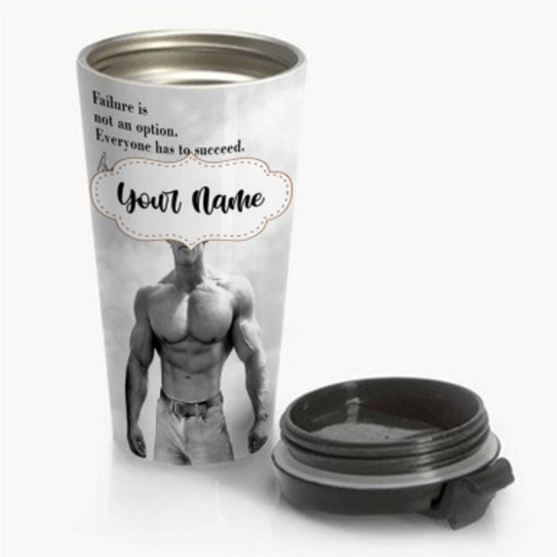 Pastele Arnold Schwarzenegger Motivational Quotes Art Custom Personalized Name Stainless Steel Travel Mug