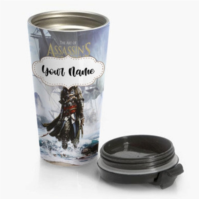 Pastele Assassin s Creed IV Black Flag Custom Personalized Name Stainless Steel Travel Mug
