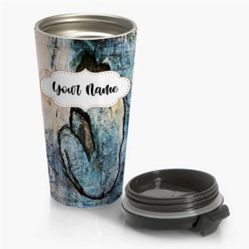 Pastele Blue Nude Pablo Picasso Custom Personalized Name Stainless Steel Travel Mug