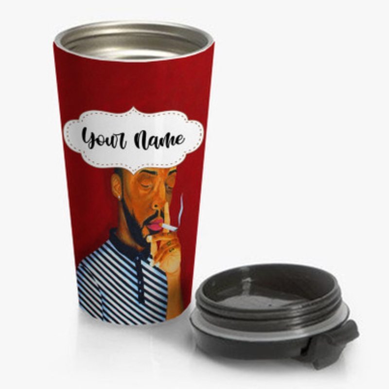 Pastele Brent Faiyaz Smoking Custom Personalized Name Stainless Steel Travel Mug