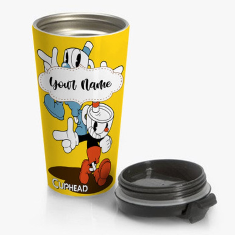 Pastele Cup Head Art Custom Personalized Name Stainless Steel Travel Mug