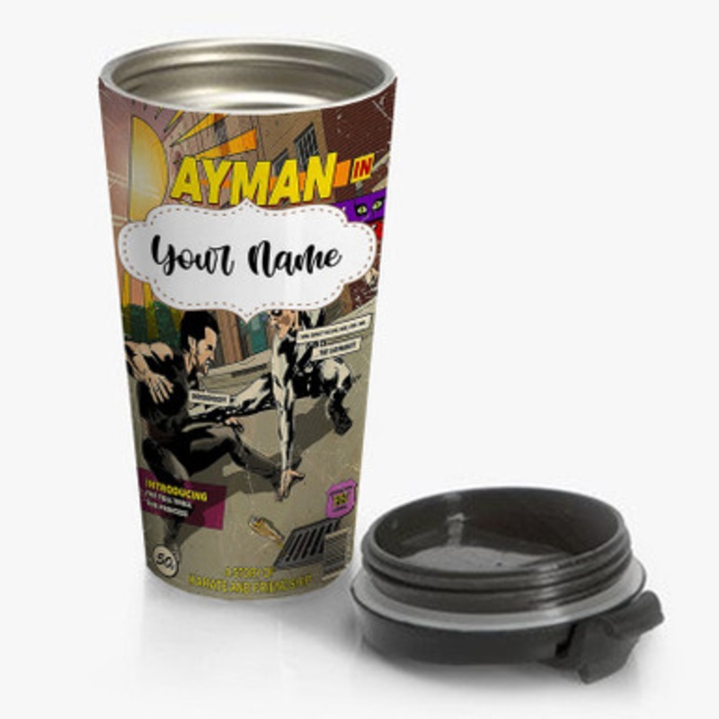 Pastele Dayman in Champion Of The Sun Custom Personalized Name Stainless Steel Travel Mug