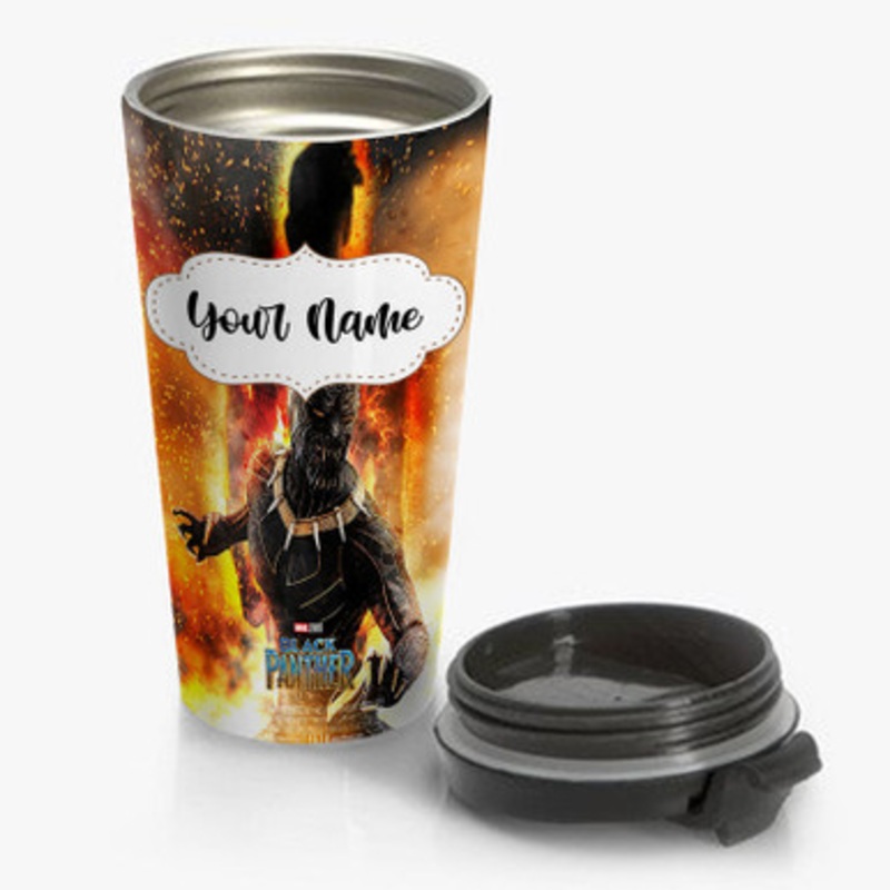 Pastele Erik Killmonger Jaguar Black Panther Custom Personalized Name Stainless Steel Travel Mug