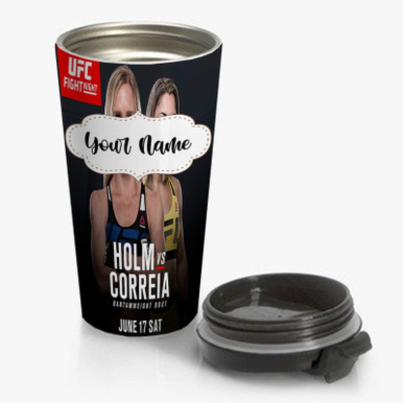 Pastele Holly Holm vs Bethe Correia Custom Personalized Name Stainless Steel Travel Mug