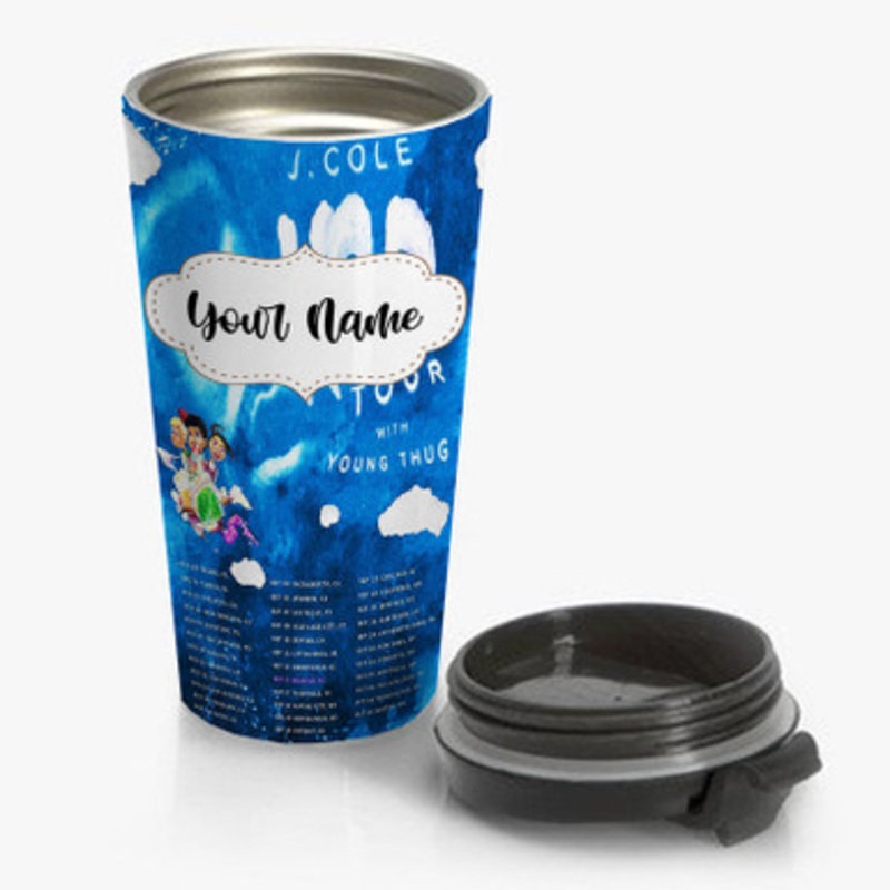 Pastele J COle KOD Tour Custom Personalized Name Stainless Steel Travel Mug
