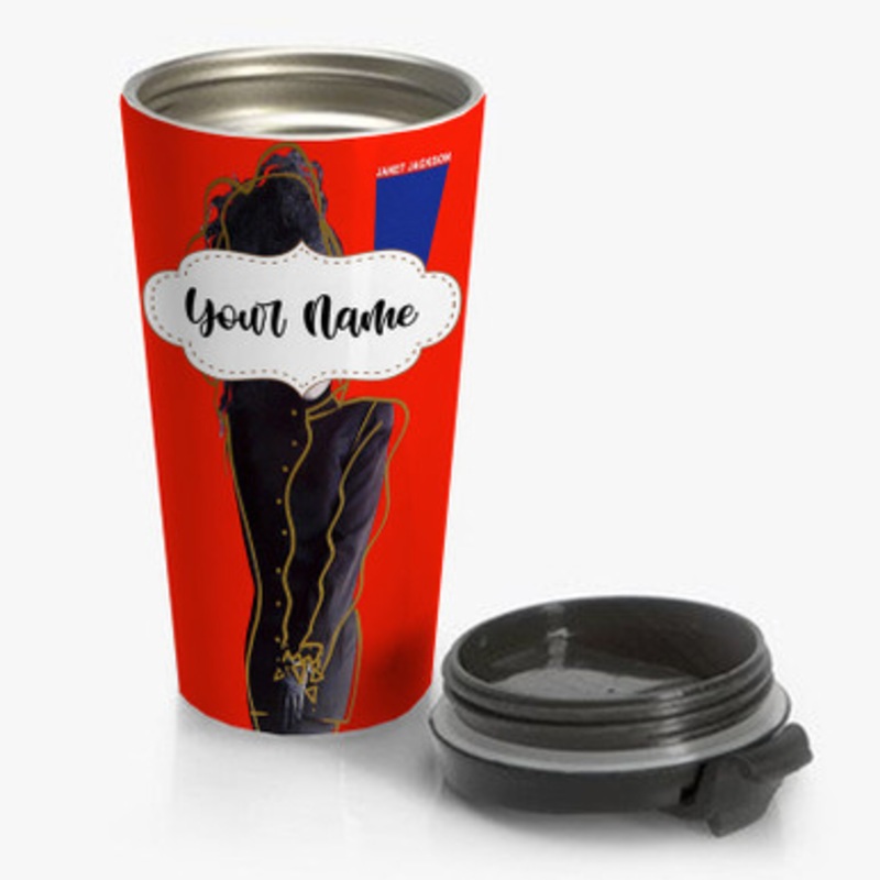 Pastele Janet Jackson Control Art Custom Personalized Name Stainless Steel Travel Mug