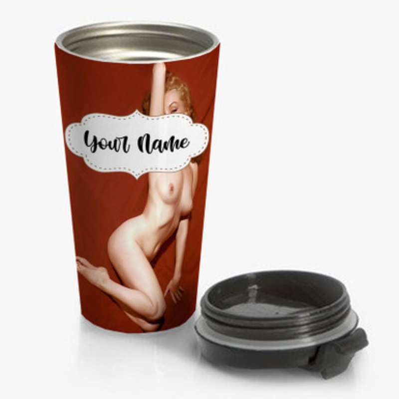 Pastele Kate Moss Art Custom Personalized Name Stainless Steel Travel Mug