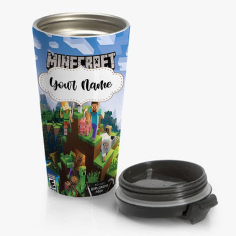 Pastele Minecraft Explorers Pack Custom Personalized Name Stainless Steel Travel Mug