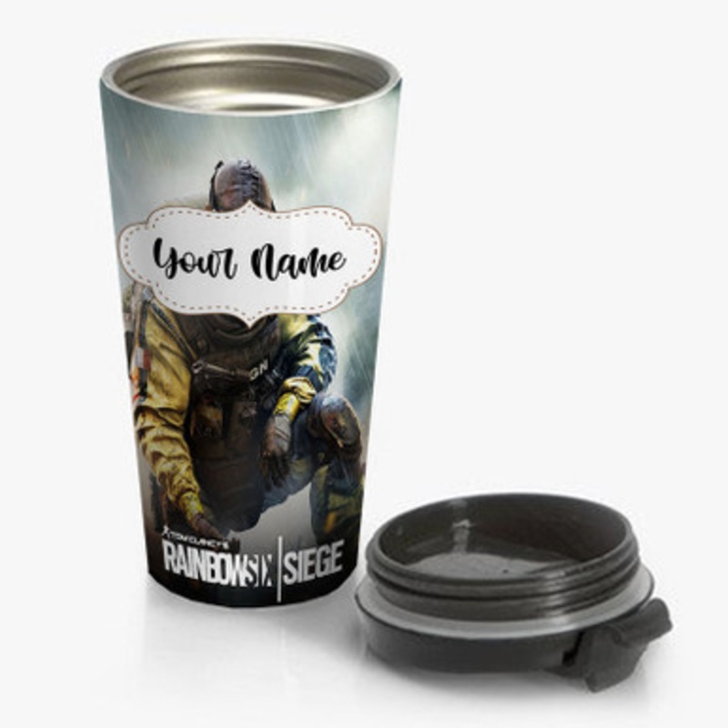 Pastele Rainbow Six Siege Tom Clancy s Custom Personalized Name Stainless Steel Travel Mug