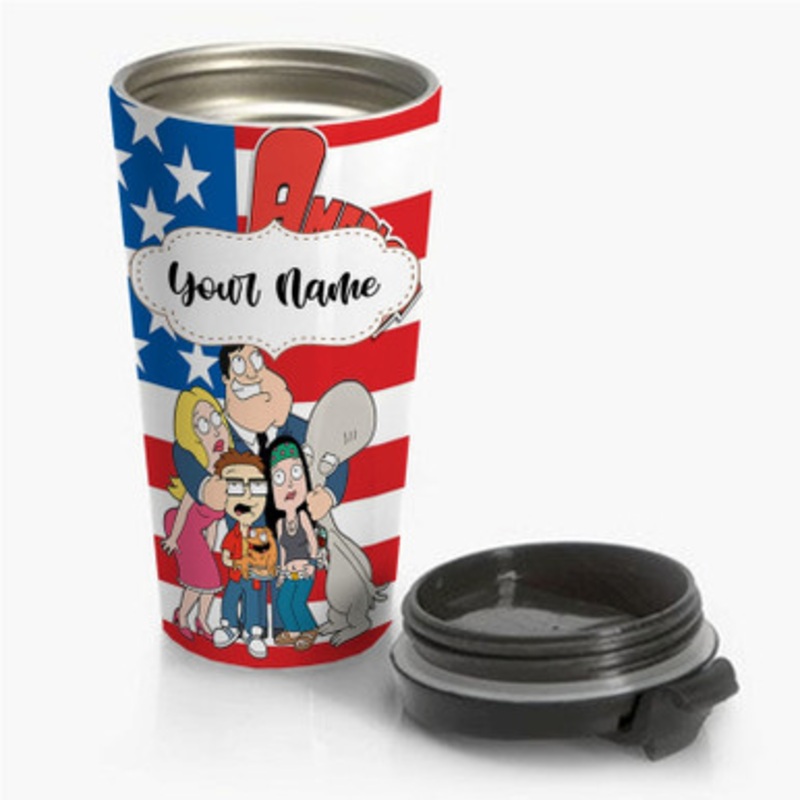 Pastele American Dad Custom Personalized Name Stainless Steel Travel Mug