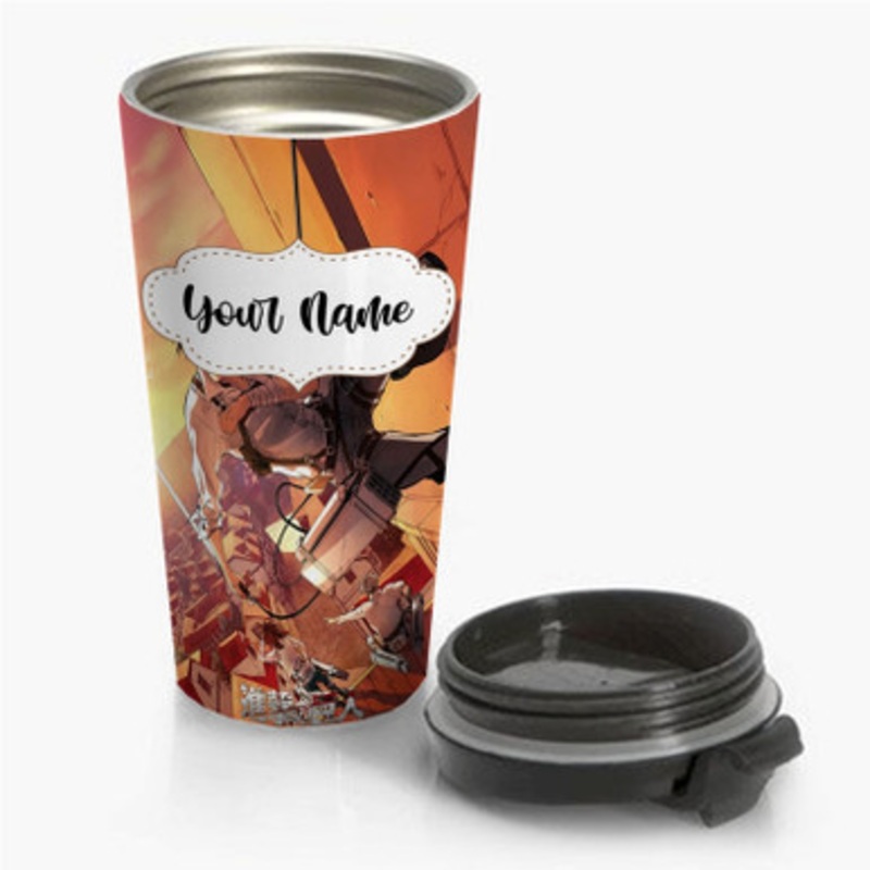 Pastele Attack on Titan Levi Art Custom Personalized Name Stainless Steel Travel Mug