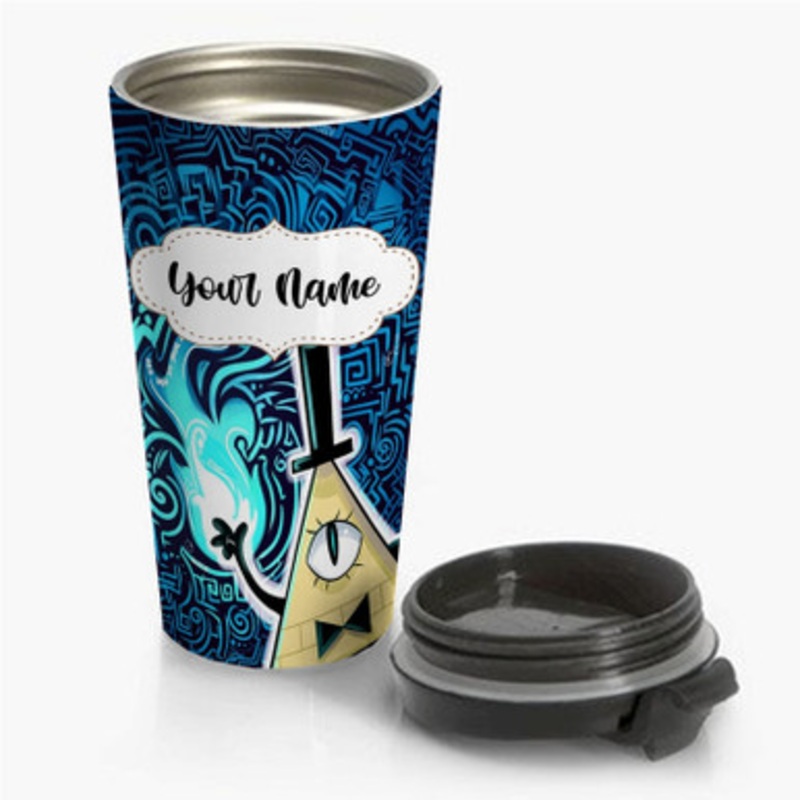 Pastele Bill Cipher Gravity Falls Custom Personalized Name Stainless Steel Travel Mug