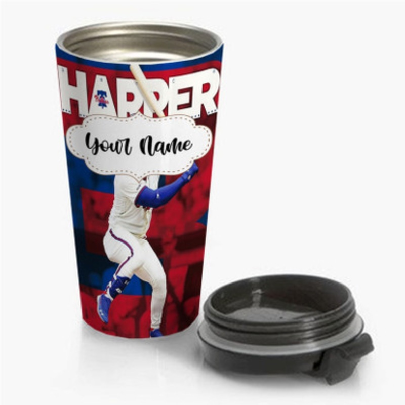 Pastele Bryce Harper MLB Philadelphia Phillies Custom Personalized Name Stainless Steel Travel Mug