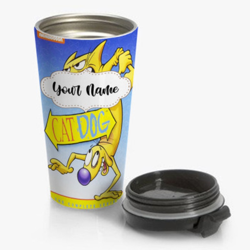 Pastele Cat Dog Custom Personalized Name Stainless Steel Travel Mug