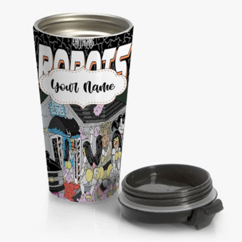 Pastele Earth Gang Robots Custom Personalized Name Stainless Steel Travel Mug