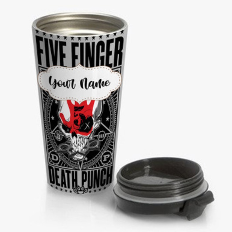 Pastele Five Finger Death Punch Custom Personalized Name Stainless Steel Travel Mug
