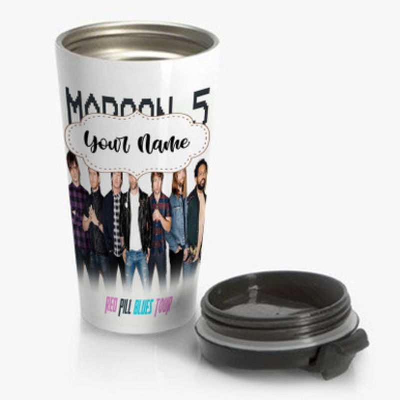 Pastele Maroon 5 Red Pill Blues Tour 2018 Custom Personalized Name Stainless Steel Travel Mug
