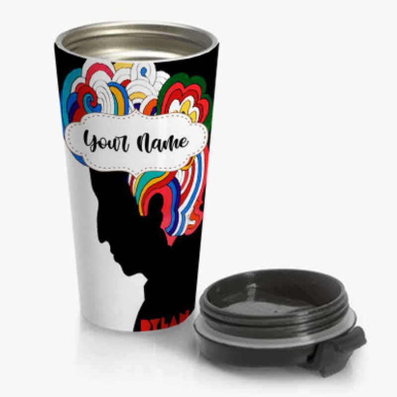 Pastele Milton Glaser Bob Dylan Poster Wall Decor Custom Personalized Name Stainless Steel Travel Mug