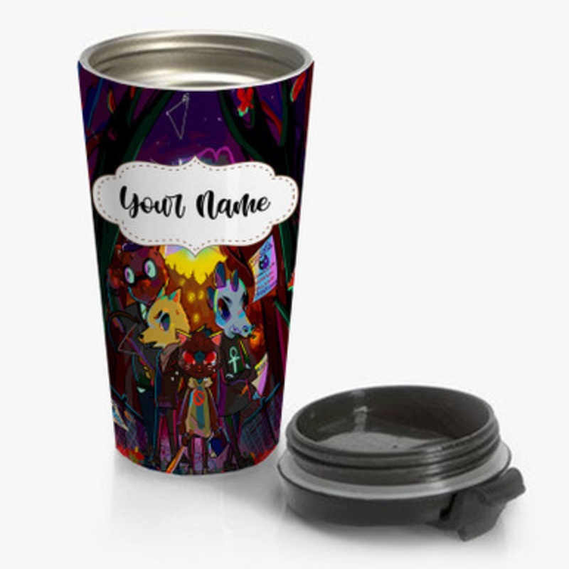 Pastele Night in the Woods Custom Personalized Name Stainless Steel Travel Mug