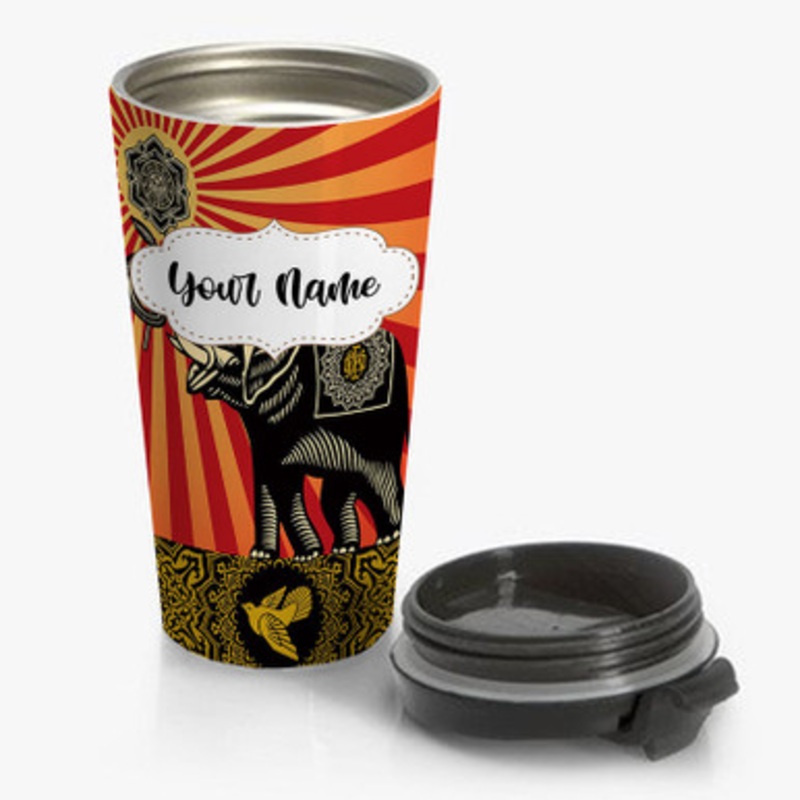 Pastele OBEY Elephant Art Custom Personalized Name Stainless Steel Travel Mug