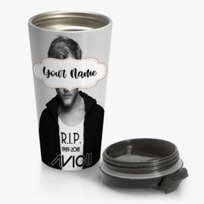 Pastele RIP DJ Avicii 2 Custom Personalized Name Stainless Steel Travel Mug
