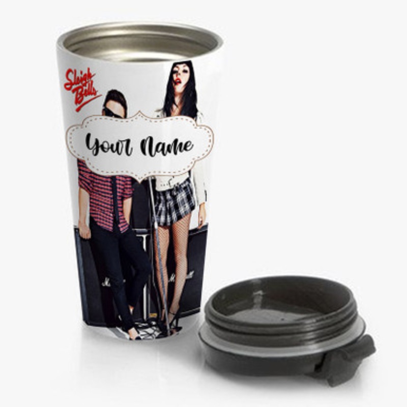 Pastele Sleigh Bells Custom Personalized Name Stainless Steel Travel Mug