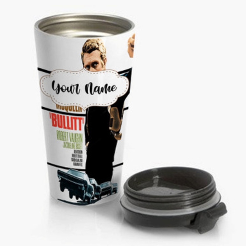 Pastele Steve Mc Queen Bullitt Ford Mustang Custom Personalized Name Stainless Steel Travel Mug