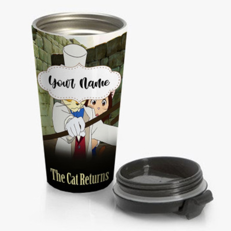 Pastele The Cat Returns Studio Ghibli Fest Custom Personalized Name Stainless Steel Travel Mug