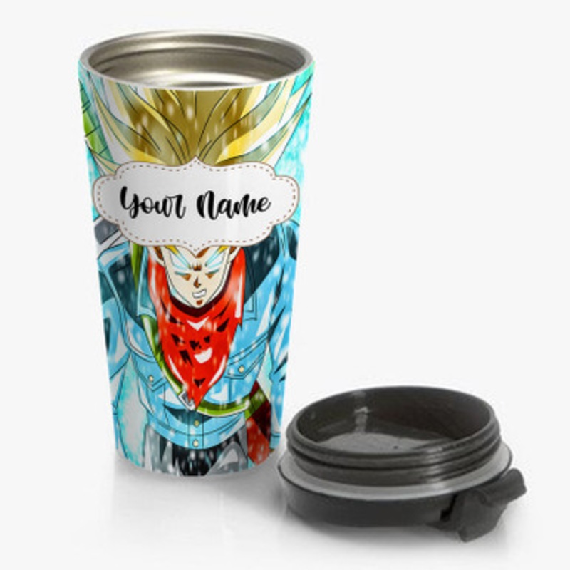 Pastele Trunks Super Saiyan Dragon Ball Super Custom Personalized Name Stainless Steel Travel Mug