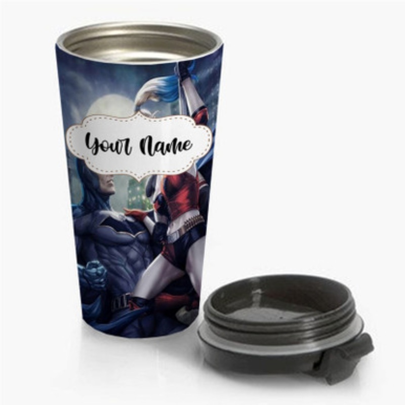Pastele batman harley quinn Custom Personalized Name Stainless Steel Travel Mug