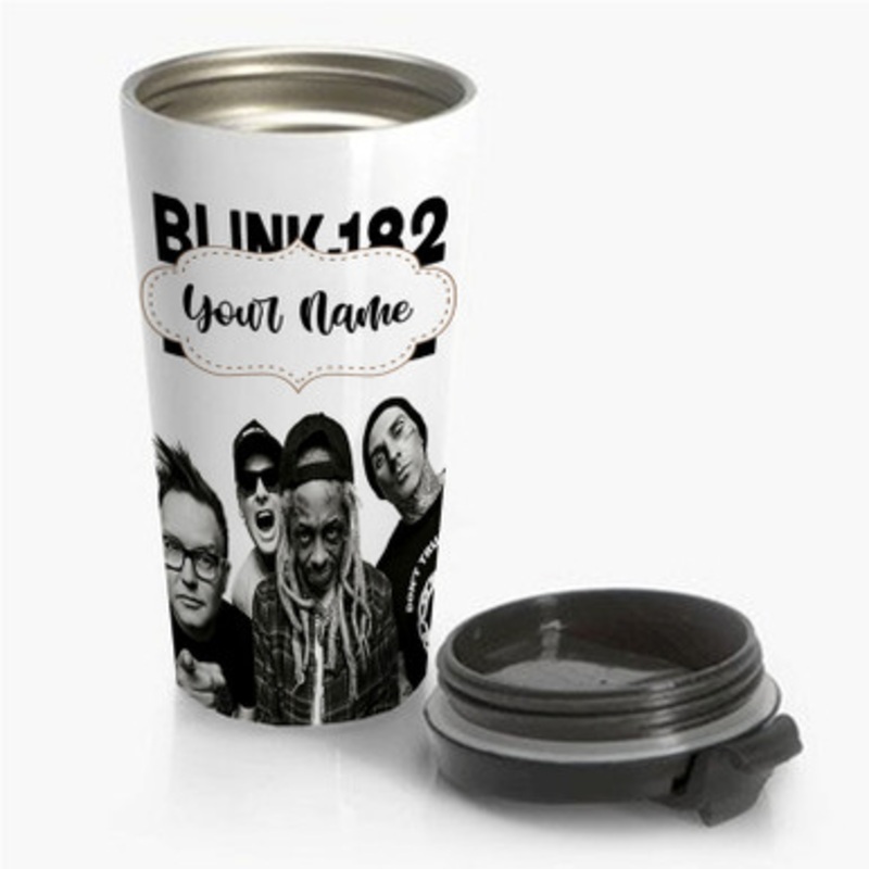 Pastele Blink 182 and Lil Wayne Custom Personalized Name Stainless Steel Travel Mug