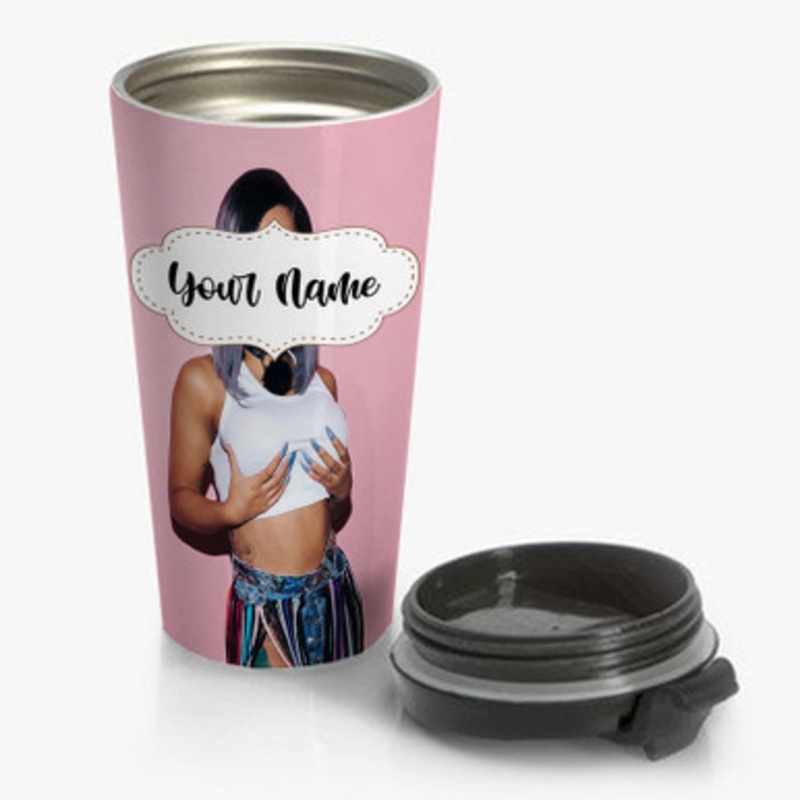Pastele Cardi B Art Custom Personalized Name Stainless Steel Travel Mug