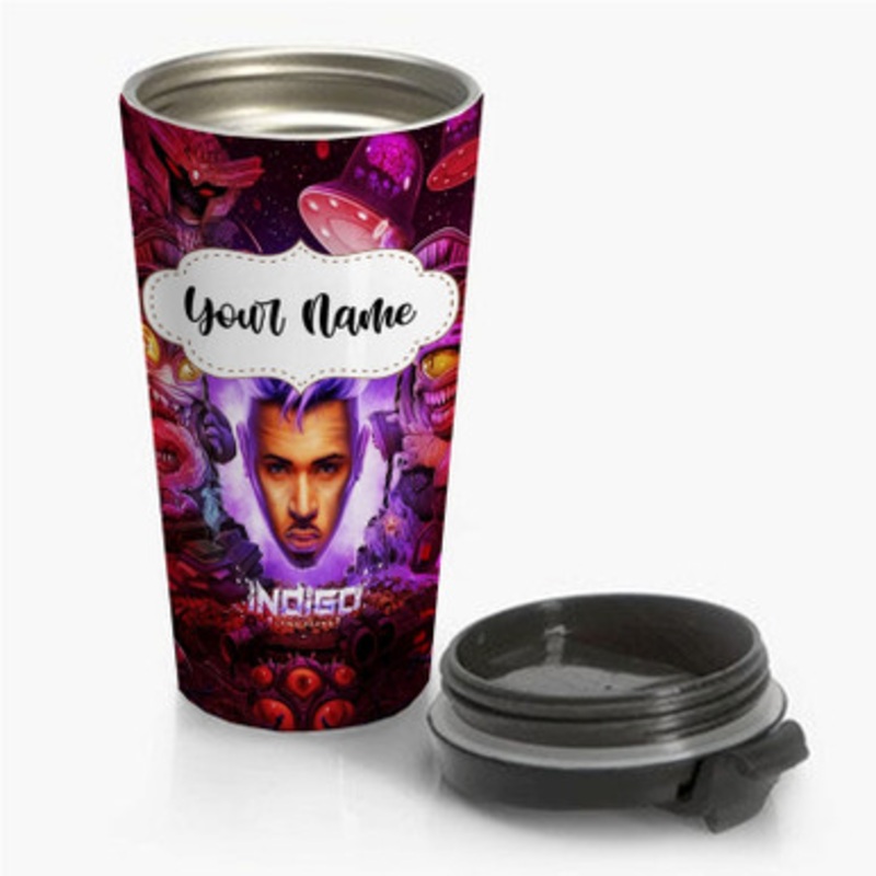 Pastele Chris Brown Indigo Custom Personalized Name Stainless Steel Travel Mug