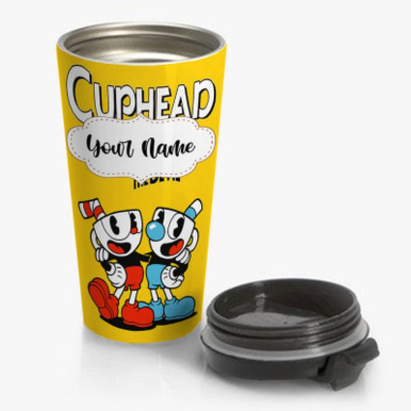 Pastele Cuphead Custom Personalized Name Stainless Steel Travel Mug