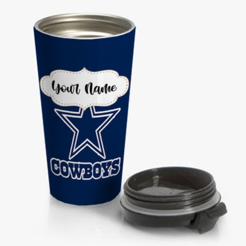 Pastele Dallas Cowboys NFL Poster Wall Decor Custom Personalized Name Stainless Steel Travel Mug