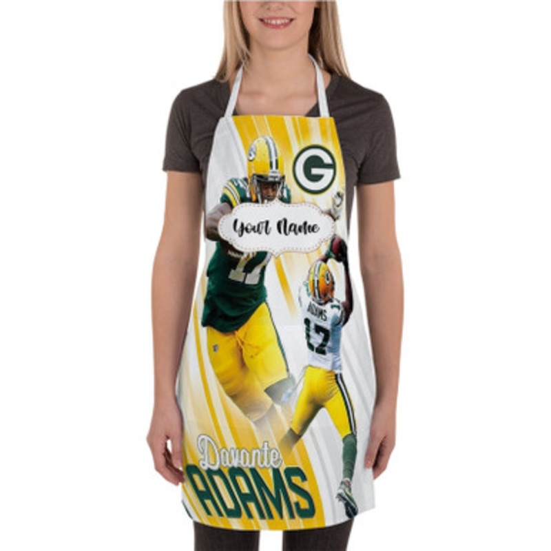 Pastele Davante Adams NFL Green Bay Packers Custom Personalized Name Kitchen Apron