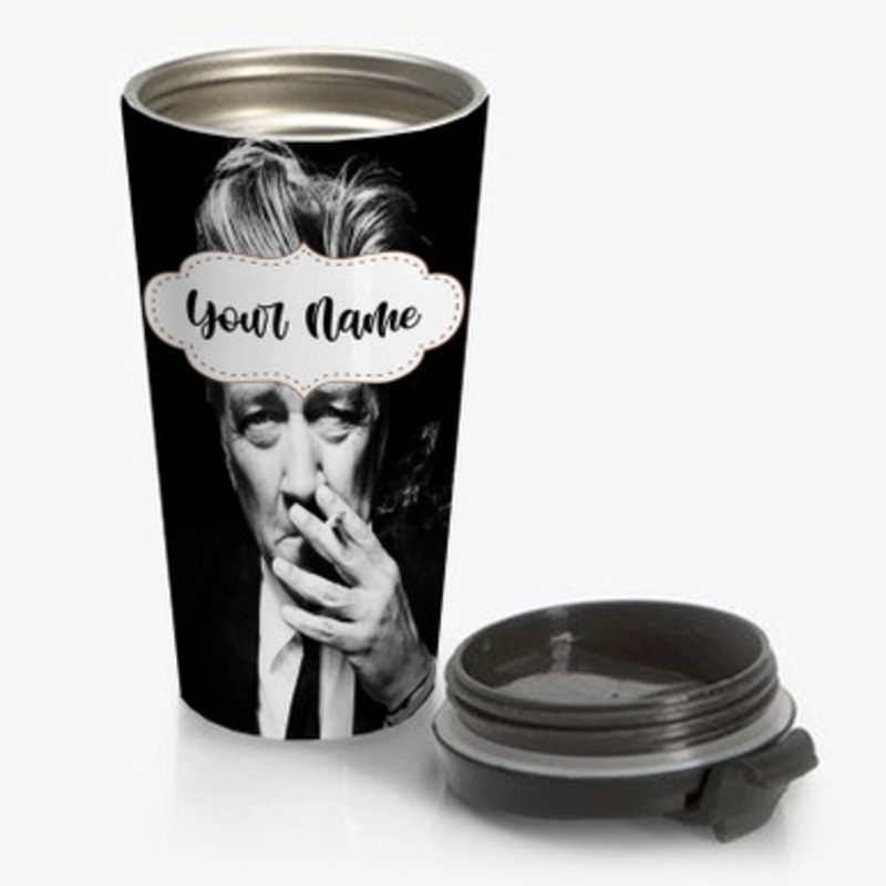 Pastele David Lynch Smoke Custom Personalized Name Stainless Steel Travel Mug