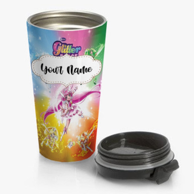 Pastele Glitter Force Custom Personalized Name Stainless Steel Travel Mug