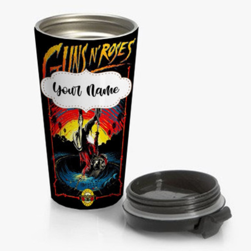 Pastele Guns N Roses Lithograph Custom Personalized Name Stainless Steel Travel Mug