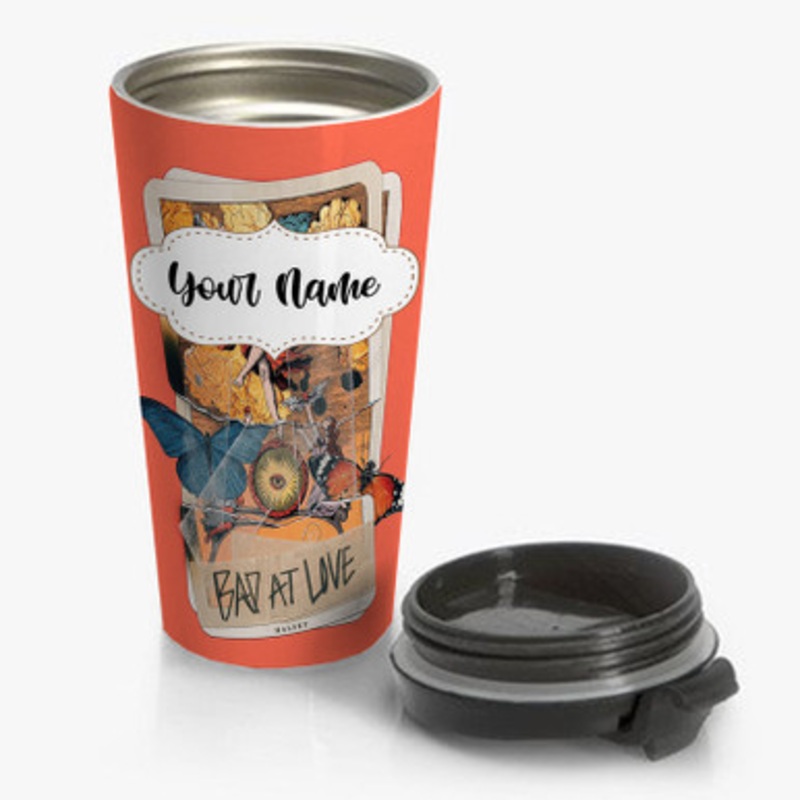 Pastele Halsey Bad at Love Custom Personalized Name Stainless Steel Travel Mug