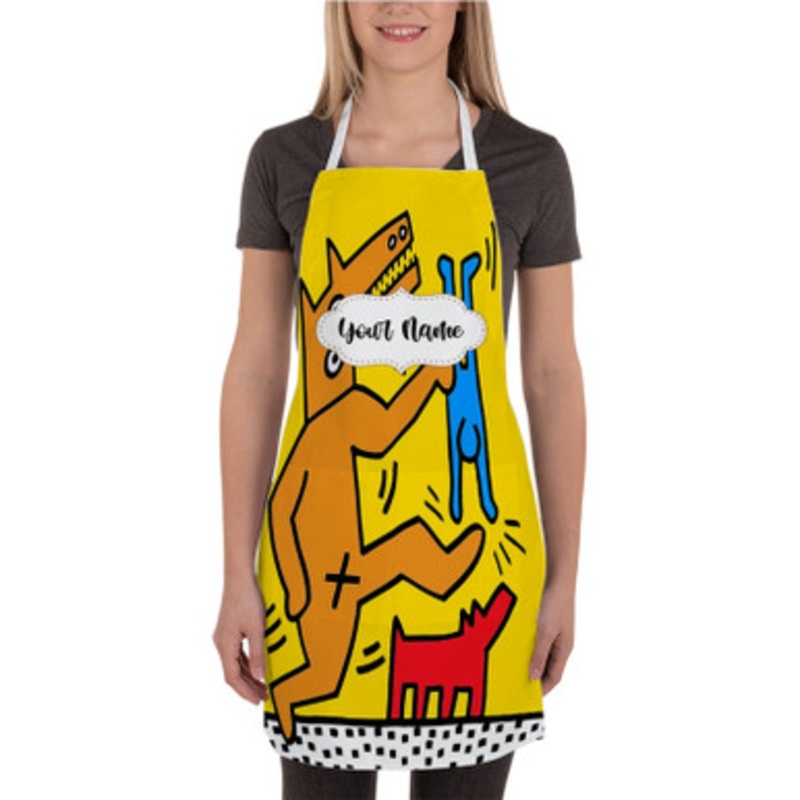 Pastele keith haring Custom Personalized Name Kitchen Apron