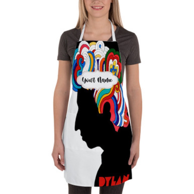 Pastele Milton Glaser Bob Dylan Poster Wall Decor Custom Personalized Name Kitchen Apron